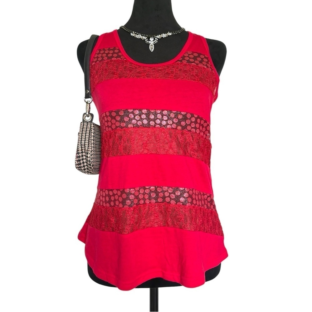 Vintage Woman’s Medium Aeropostale Red Tank Top With Glitter Striped Details